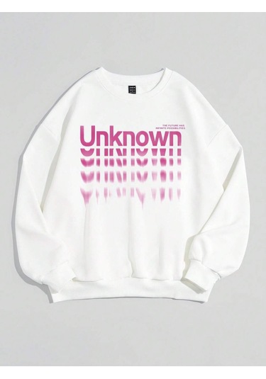 Kod Adr-shen Ezwear Letter Graphic Drop Shoulder Oversized Sweatshirt-trzksw215 Çok Renkli