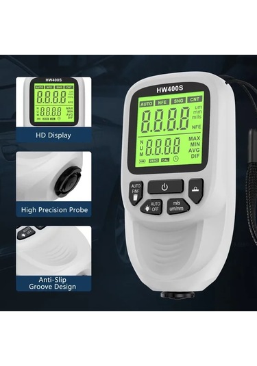 Honeybeeshop Beyaz Otomatik Manuel Araba Boya Filmi Kalınlık Ölçer Abs Malzeme Pil İle Çalışır