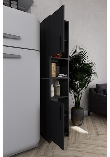 Fella 6 Raflı Çok Amaçlı Dekoratif Mutfak Dolabı Antrasit Antrasit