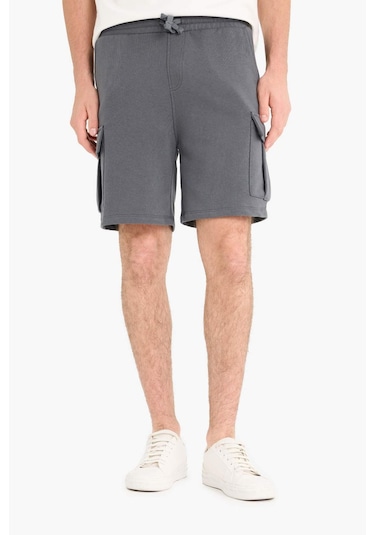DeFacto Regular Fit Beli Bağcıklı Kargo Cepli Şort D9494AX25SMAR104
