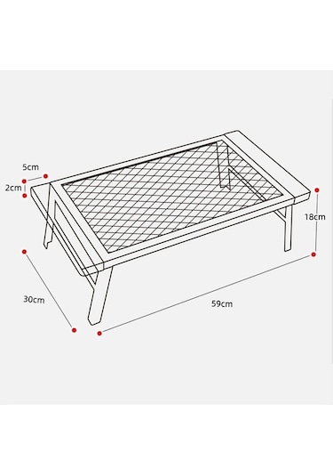 Prestigegoods Cls Açık Katlanır Örgü Kamp Demir Masa Barbekü Rafı, Siyah, Taşınabilir, 59x30x18 Cm Siyah
