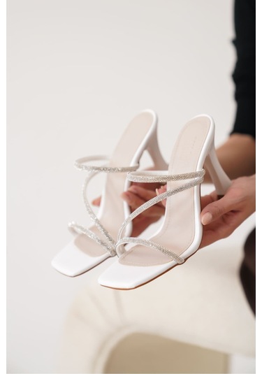 Kocadal Kocadal Capella Beyaz Kadın Taşlı Topuklu Terlik Muhtelif