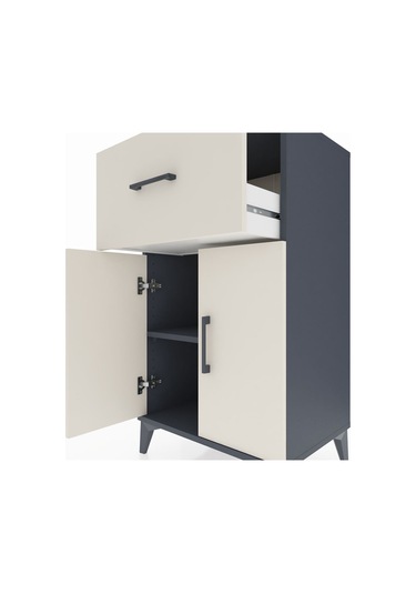 Hyperion Komodin Tek Raflı Tek Çekmeceli 2 Kapaklı 60x44x106 ... Antrasit