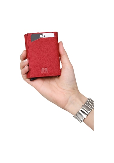 Mft Leather Hakiki Deri Erkek Mekanizmalı Cüzdan Retro 2660 Flother Mat Kırmızı