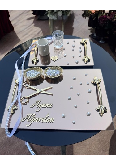 Tycho İncili Söz Nişan Yüzük Tepsisi İncili Kurdale Hediye Gold