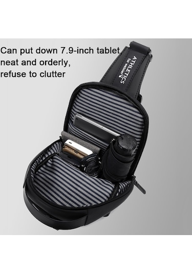 Weixier X313 Usb Şarj Portlu Erkek Crossbody Göğüs Çantası Siyah