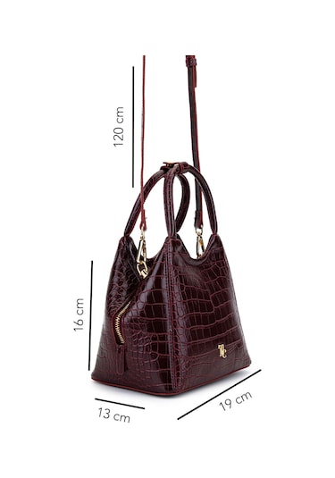 Tamer Tanca Kadın Suni Deri Bordo Kol Çantası 1003 2031 Bn Cnt Sk25-26 Bordo Kroko Bordo