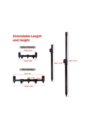 Qingmipy Alüminyum Alloy Okyanus Olta Direği Tutucu, Uzunluk 15.5-23cm Ayarlanabilir/30cm Sabit, Yükseklik 30-50cm, 219-251g Ağırlık