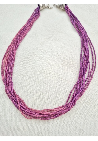 Mor Degradeli Boncuk Kolye