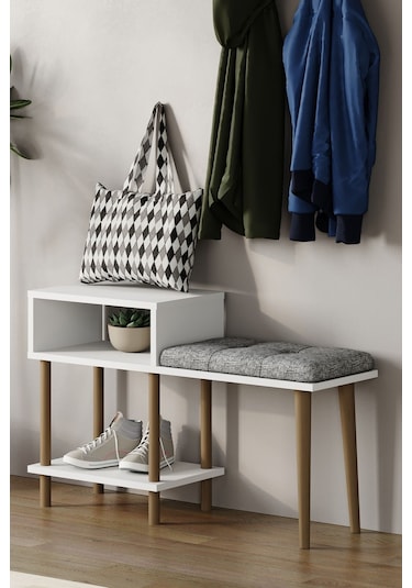 Puflu Ayakkabılık Raflı Ayakkabılık Iki Raflı Ayakkabılık-beyaz Beyaz