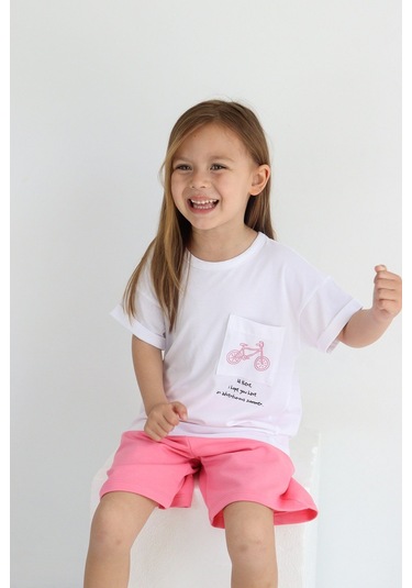 Babywom Oversize Yazlık Şortlu Kız Takım- Pembe