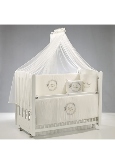 Meltem Kids Angel Nakışlı Pamuklu Bebek Uyku Seti 60 x 120 CM Ekru