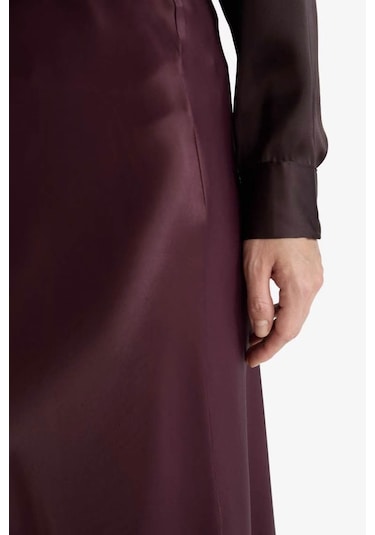 Defacto A Kesim Normal Bel Saten Midi Bordo Kadın Etek B1867ax/br234 Bordo