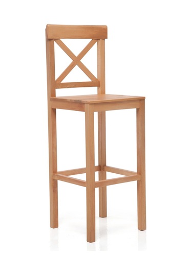 Alaçatı Ahşap Bar Sandalyesi Natural