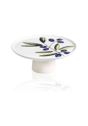 The Mia Olivos Ayaklı Servis Tabağı 10x26 Cm Çok Renkli