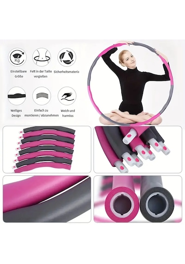 8 Parçalı Ayarlanabilir Ağırlıklı Hula Hoop 1 Kg, 72/85/95 Cm W