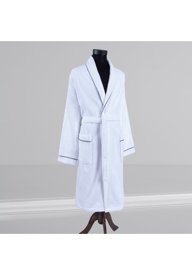 % 100 Pamuklu Laodikeia Şalyaka Bornoz Kadın Erkek Unisex Beyaz