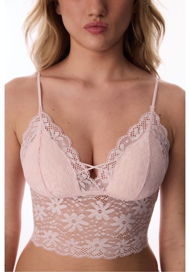 Penti Açık Pembe Luna Lace Dantel Bralet