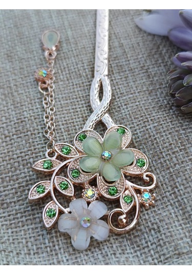 Villovatik Adel Yeşil Saç Tokası Aplikası 129631578 Yeşil