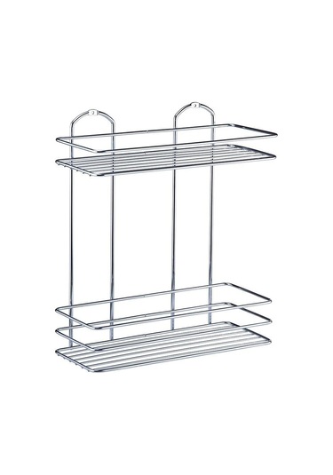 Banyo Köşe Rafı 2 Katlı Şampuanlık Paslanmaz Gümüş