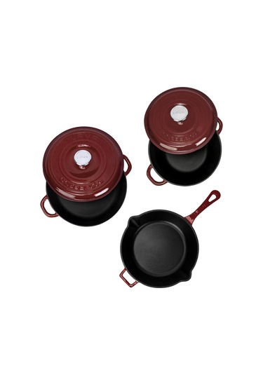 Lava Döküm Bordo 5 Parça Set Şıklık, Lezzet Ve Gücü Bir Araya Getiren Tasarım Bordo