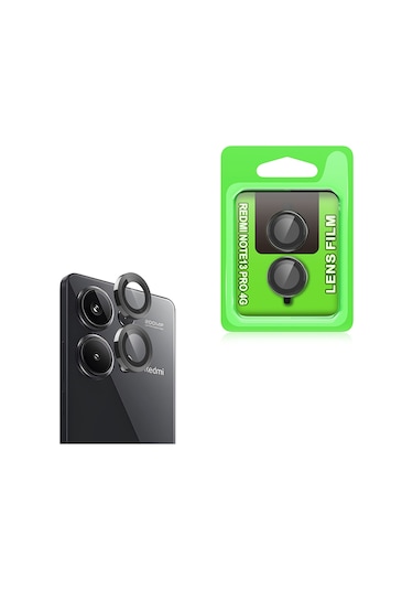 Adige Xiaomi Redmi Note 13 Pro 4g Uyumlu Cl07 Tekli Kamera Lens Koruyucu Siyah + Ekran Koruyucu Siyah