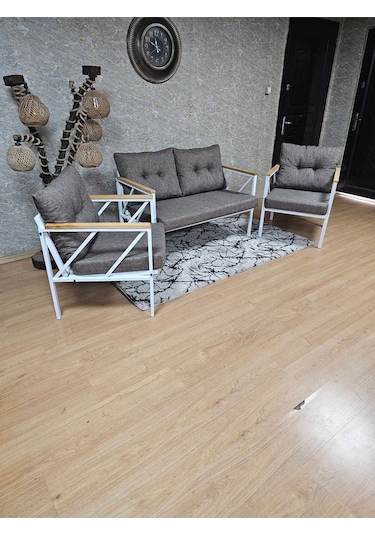 Beyaz Boyalı Bahçe - Balkon - Mutfak Çay Seti Takımı Bahçe Koltuk 001