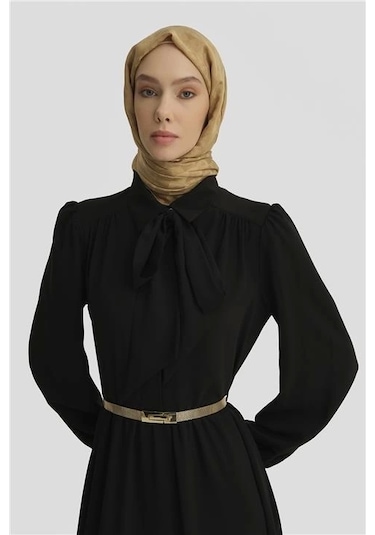 Armine Seyyar Yaka Kurdeleli Elise 25y9016 Siyah Siyah