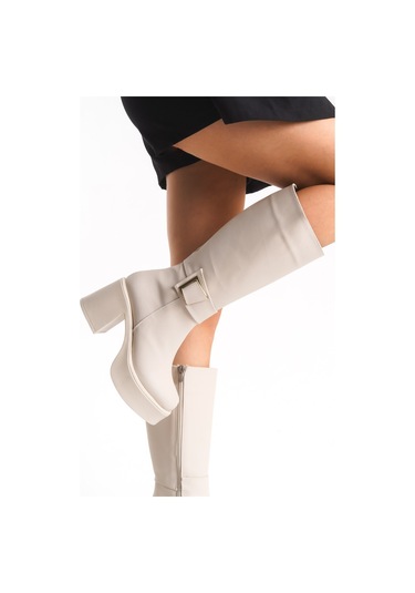 Ventes Kadın Aksesuarlı Kalın Taban & Topuklu Çizme 914311-z TEN CİLT