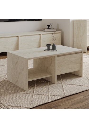 Laris Kapaklı Orta Sehpa 90 Cm Modern Tasarım Traverten