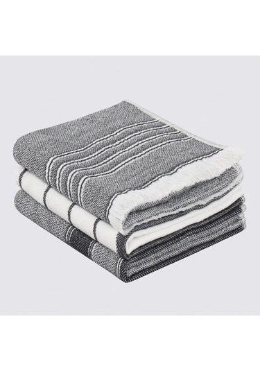 Ecocotton Elis Siyah-krem 3 Parça Organik Mutfak Havlu Seti 40 X 60 Cm. Siyah