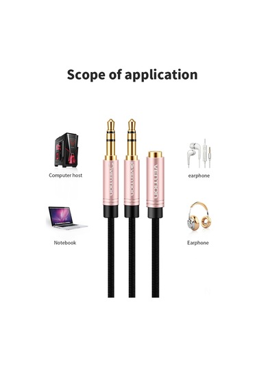 Yaozixa Ventıon 3.5mm Mikrofon Ve Kulaklık Çevirici Kablosu - Bilgisayar/mobil Ses Bölücü - 0.3m Siyah Alüminyum Dayanıklı