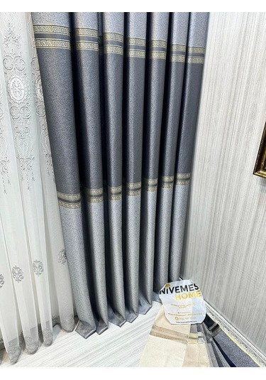 Nivemeshome Eliza Gri V-2536 1/3 Sık Pile Fon Perde Apm Gri