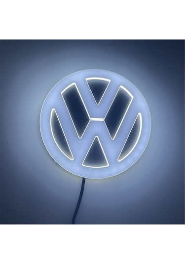 Geeksen 4d Led Işıklı Araba Amblem Işıkları Vw Volkswagen Beyaz 11cm 4d Araba Logosu Işığı