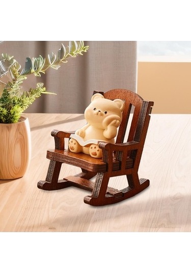 Lijinxu Magideal Sallanan Sandalye Hayvan Heykelcik Yaratıcı Mini Ayı