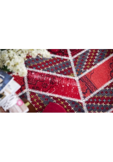 Patchwork El Dokuma Antik Anadolu Halısı Alvedo Bordo