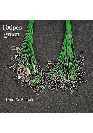 Techbloom Avlcoaky 100 Adet Paslanmaz Celik Green 5 91inch Olta Misina Hatti Swivel Ve Snap