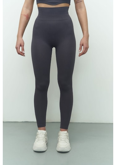 Jade Antrasit Dikişsiz Fitilli Tayt Antrasit