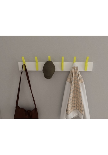 Hepsi3boyutlu Modern Duvar & Kapı Kanca Askılık - 6 Adet Sarı Kanca Askılık - Model No : 3 Sarı