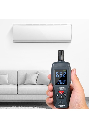 Smart Sensor Nem Ve Sıcaklık Ölçer Yüksek Doğruluk Siyah