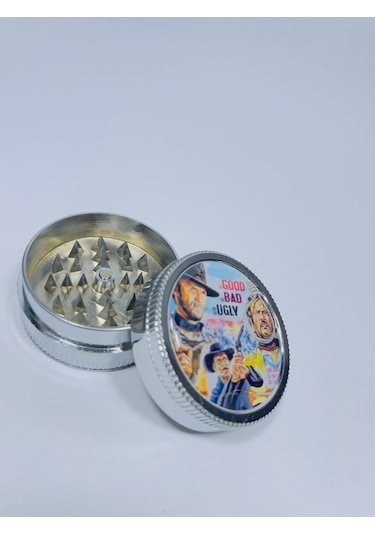 Full Metal 2Parça Kabartma Kovboy Desenli Grinder TutunÖğütücü