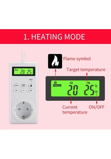 Pazly Kkmoon Tak-çalıştır Programlanabilir Kablosuz Termostat Prizi, Lcd Ekranlı Isıtıcı/soğutucu Kontrol