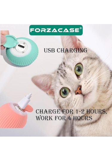 Forzacase Akıllı İnteraktif Şarjlı Kedi Oyuncağı Kedi Topu