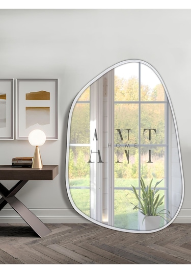 Asimetrik Ayna 75x55 Cm Konsol Aynası, Dresuar Aynası, Duvar Aynası, 1.kalite Şişecam Ayna 75 X 55 Beyaz