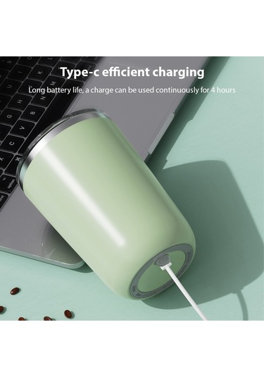 Mufunye Otomatik Karıştırmalı 350ml Şarjlı Paslanmaz Çelik Termos - Ofis/spor Salonu İçin Beyaz