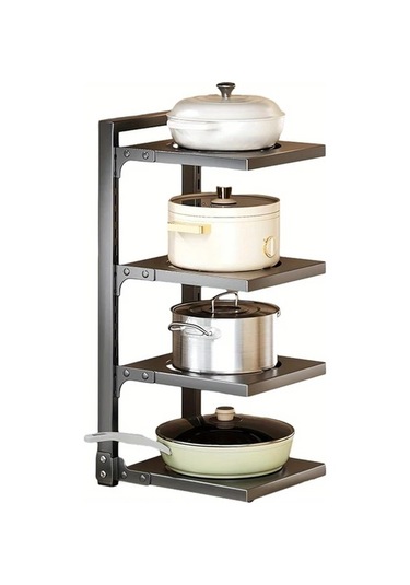 Honeybeeshop Tokalı Ayarlanabilir Karbon Çelik Depolama Rafı 3+4 Katmanlı Mutfak Gereçleri Organizasyonu 1100 Koyu Ceviz