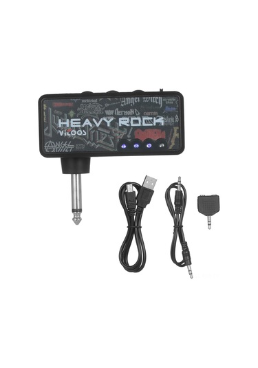 Hfambition Vitoos Heavy Rock V2 Elektro Gitar Mini Kulaklık Amfi, Distorsiyon Efekti, Şarj Edilebilir Pil, 2 Kulaklık Bağlantısı