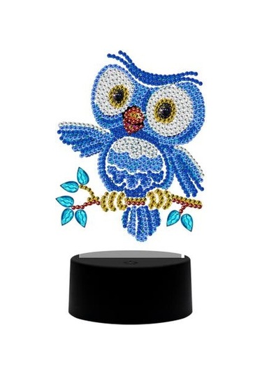 Koyu Mavi Led Elmas Boyama Lamba Seti Pille Çalışan Başucu Lambası 5d Elmas Boyama Sanatı El Sanatları Koyu Mavi