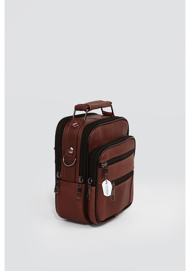 Westbag Erkek Çelik Kasalı Hakiki Deri El Ve Omuz Çantası Ayarlanabilir Askılı Küçük Boy Koyu Taba