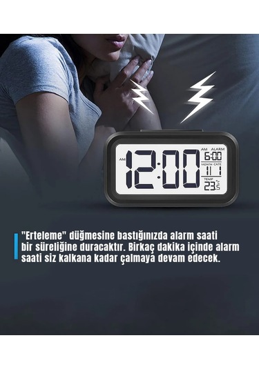 Alfalink Fotoselli Diital Masa Saati Siyah